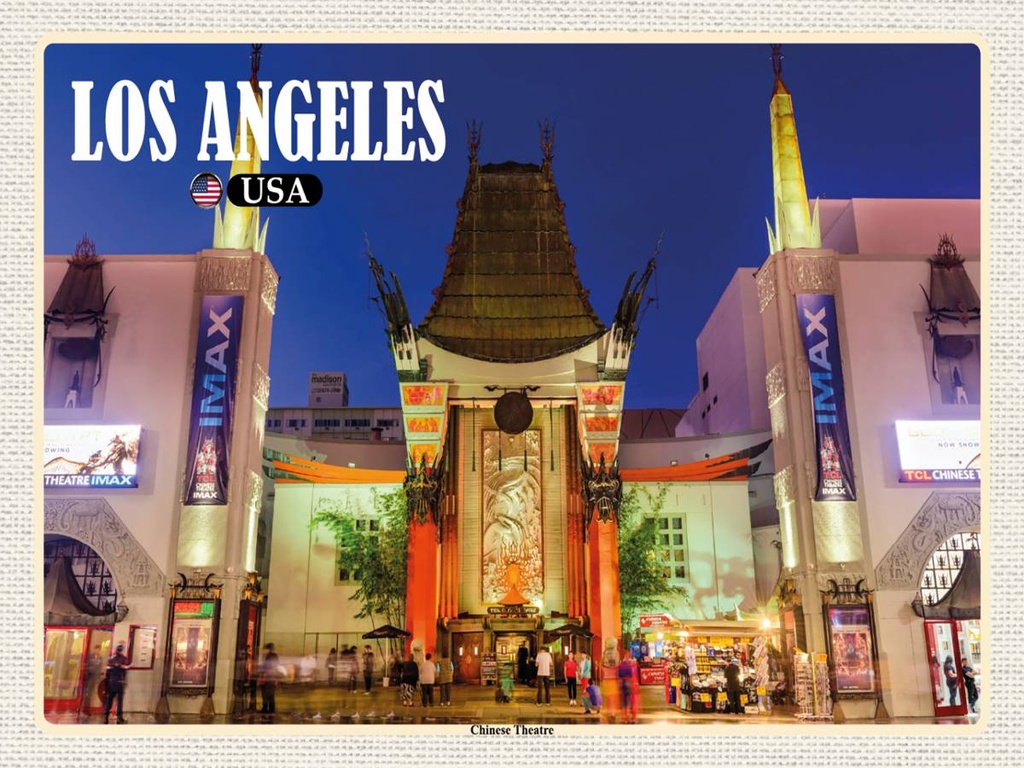 Holzschild 30x40 cm Los Angeles USA Chinese Theatre Deo Bildmotiv Reisemotiv Abenteuer Reisen