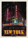 Holzschild 40x30 cm New York Reisen USA Radio City Music Hall Bildmotiv Reisemotiv Abenteuer