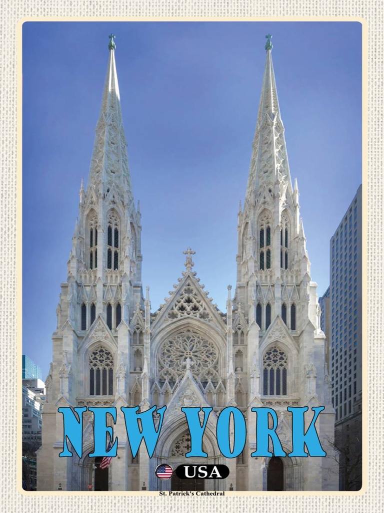 Holzschild 40x30 cm New York USA St. Patrick's Cathedral Bildmotiv Reisemotiv Abenteuer Reisen