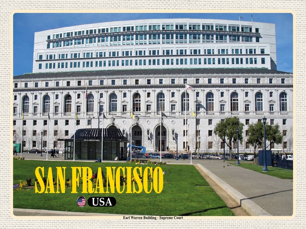 Holzschild 30x40 cm San Francisco Earl Warren Building Gericht