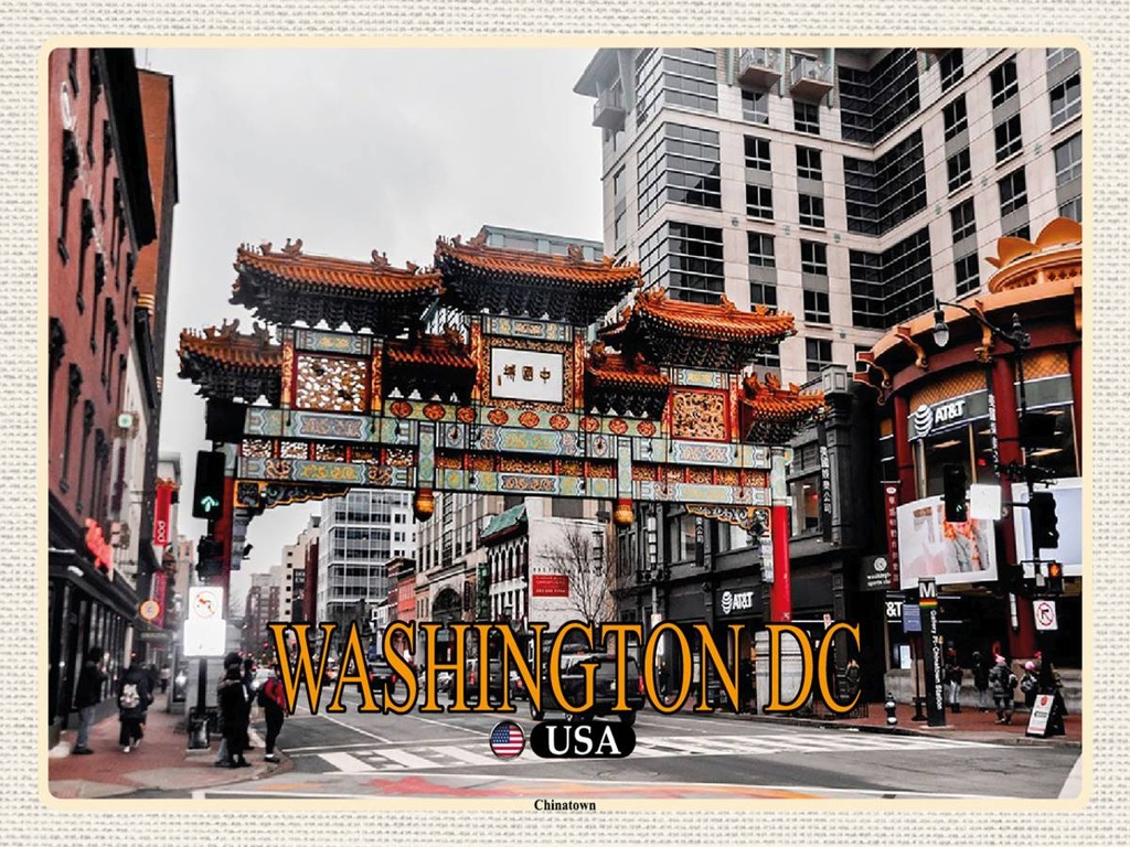 Holzschild 30x40 cm Washington DC USA Chinatown Bildmotiv Reisemotiv Abenteuer Reisen