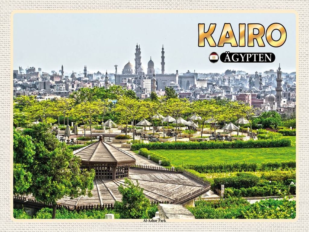 Holzschild 30x40 cm Kairo Ägypten Al'Azhar Park Bildmotiv Reisemotiv Abenteuer Reisen