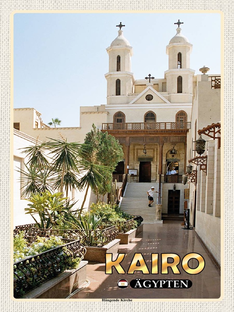 Holzschild 40x30 cm Kairo Ägypten Hängende Kirche Bildmotiv Reisemotiv Abenteuer Reisen