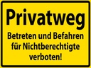 Holzschild 30x40 cm Privatweg gelbes
