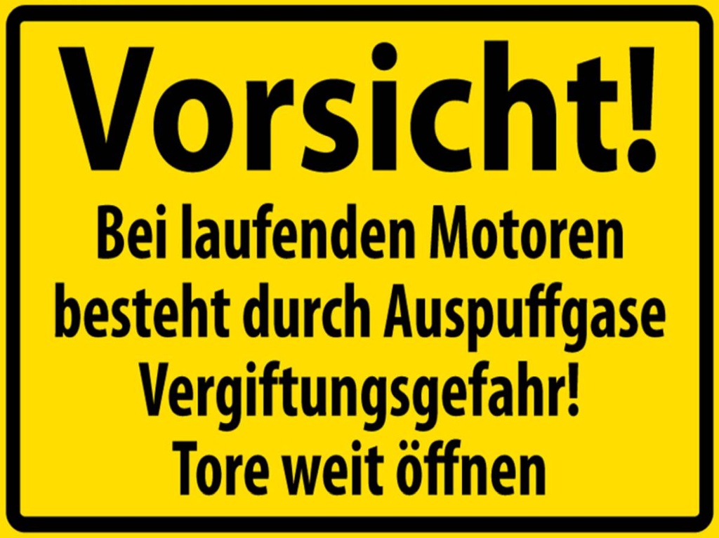 [LA-1788998-H] Holzschild 30x40 cm Vorsicht Bei laufenden Motoren
