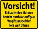 Holzschild 30x40 cm Vorsicht Bei laufenden Motoren