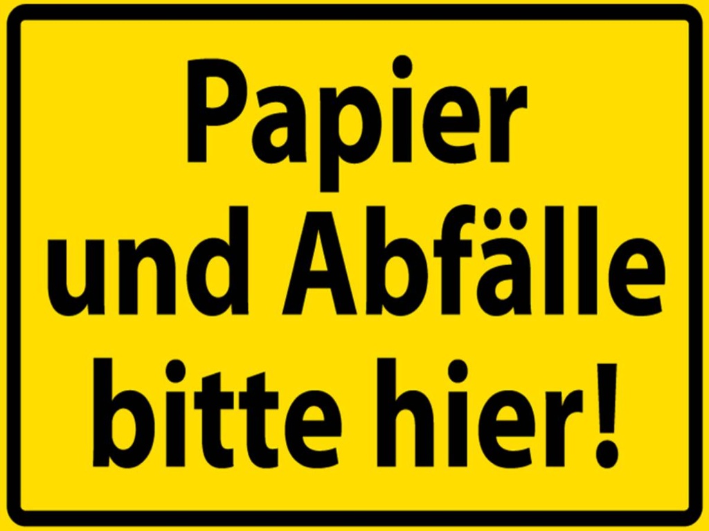 [LA-1789002-H] Holzschild 30x40 cm Papier Abfälle bitte hier
