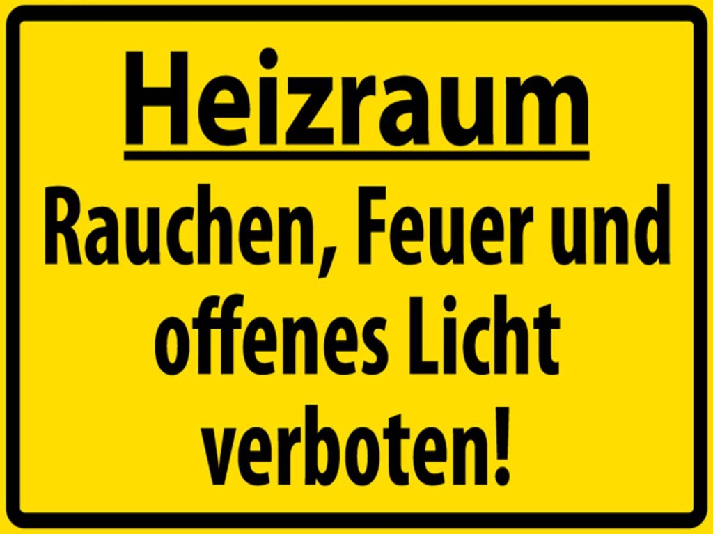 [LA-1789005-H] Holzschild 30x40 cm Heizraum Rauchen verboten