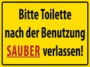 Holzschild 30x40 cm Toilette nach Benutzung