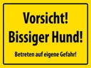 Holzschild 30x40 cm Vorsicht bissiger Hund