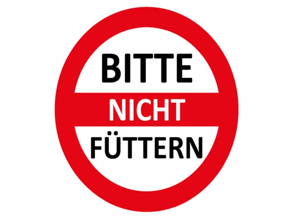 Holzschild 30x40 cm Bitte nicht füttern (rot/weiß)