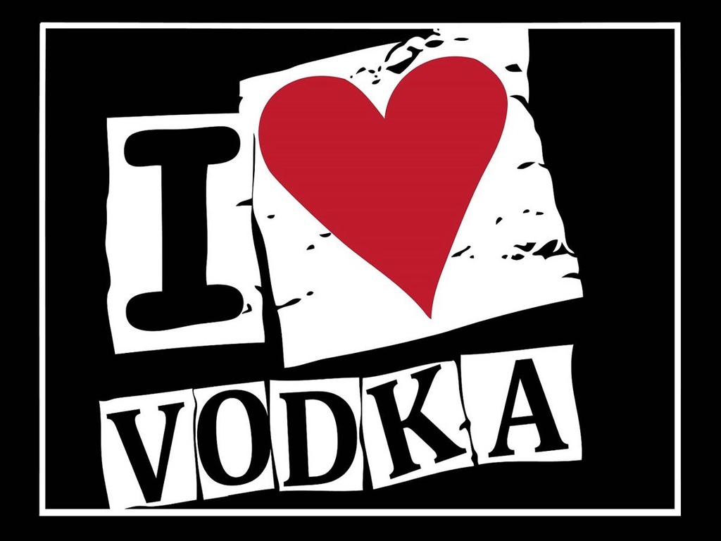 Holzschild 30x40 cm Alkohol I love Vodka (Herz)