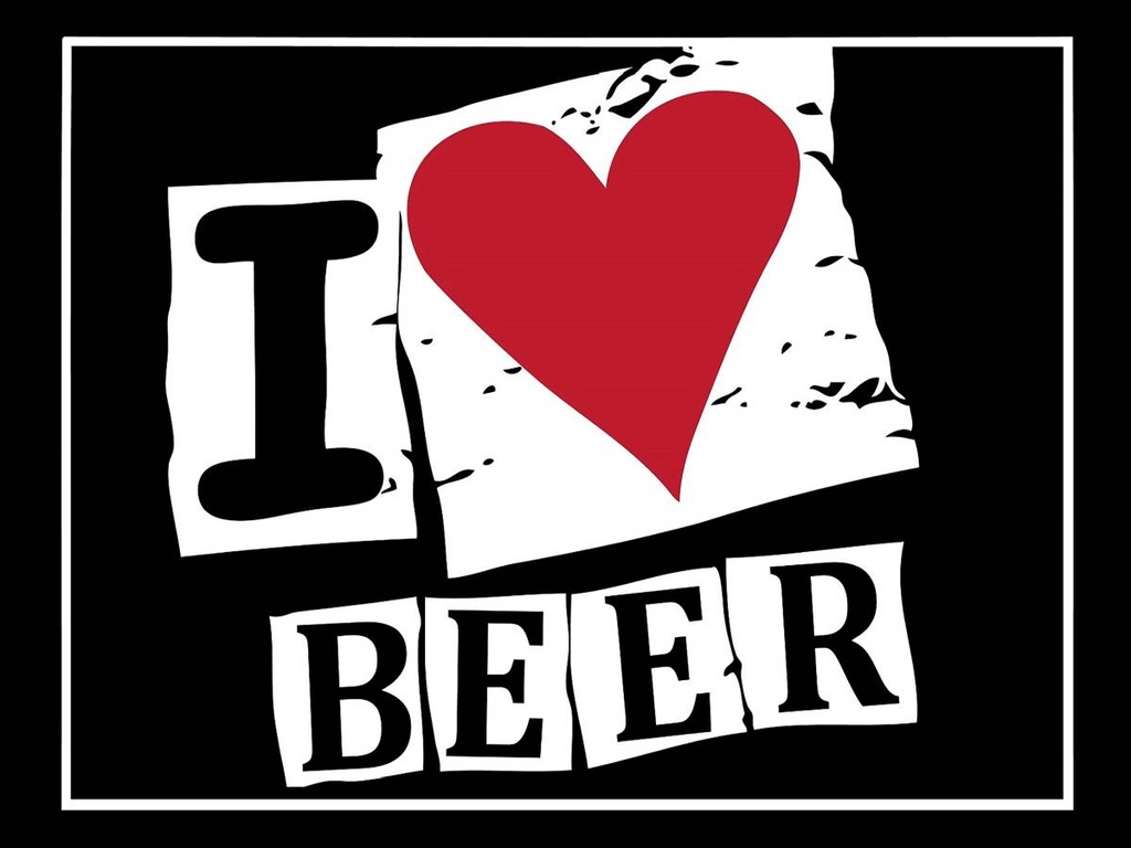 Holzschild 30x40 cm Alkohol I Love Beer (Herz)