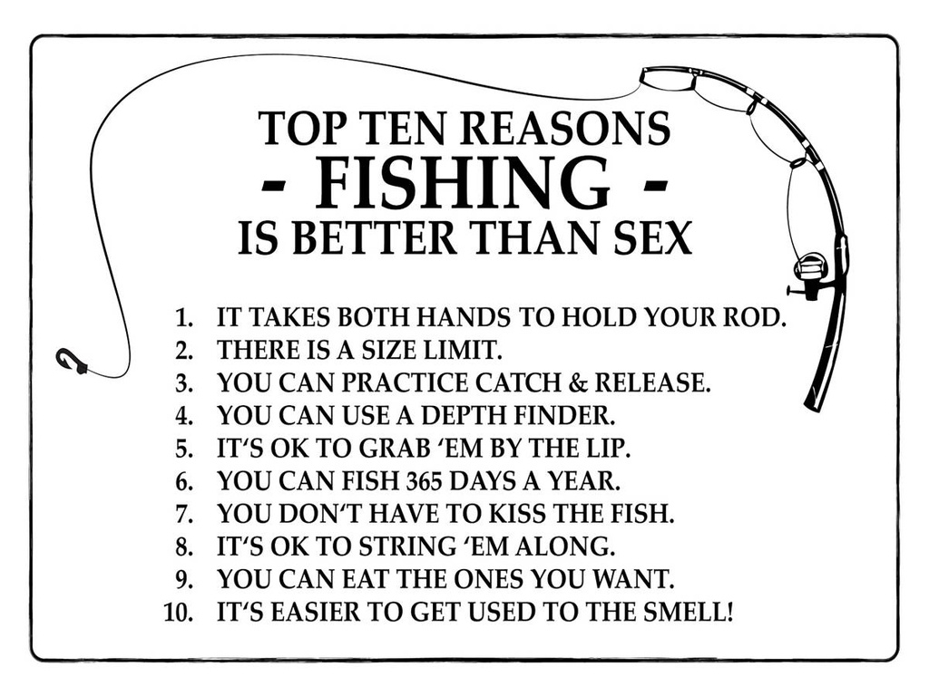 Holzschild 30x40 cm Angeln Top 10 reasons Fishing is better