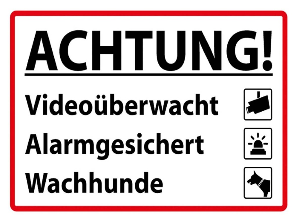 Holzschild 30x40 cm Achtung Videoüberwacht Alarm