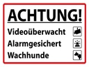 Holzschild 30x40 cm Achtung Videoüberwacht Alarm