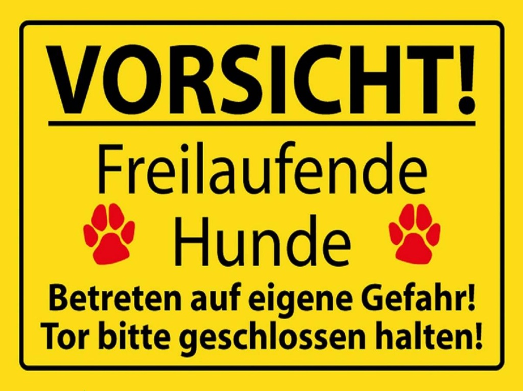 Holzschild 30x40 cm Vorsicht Freilaufende Hunde