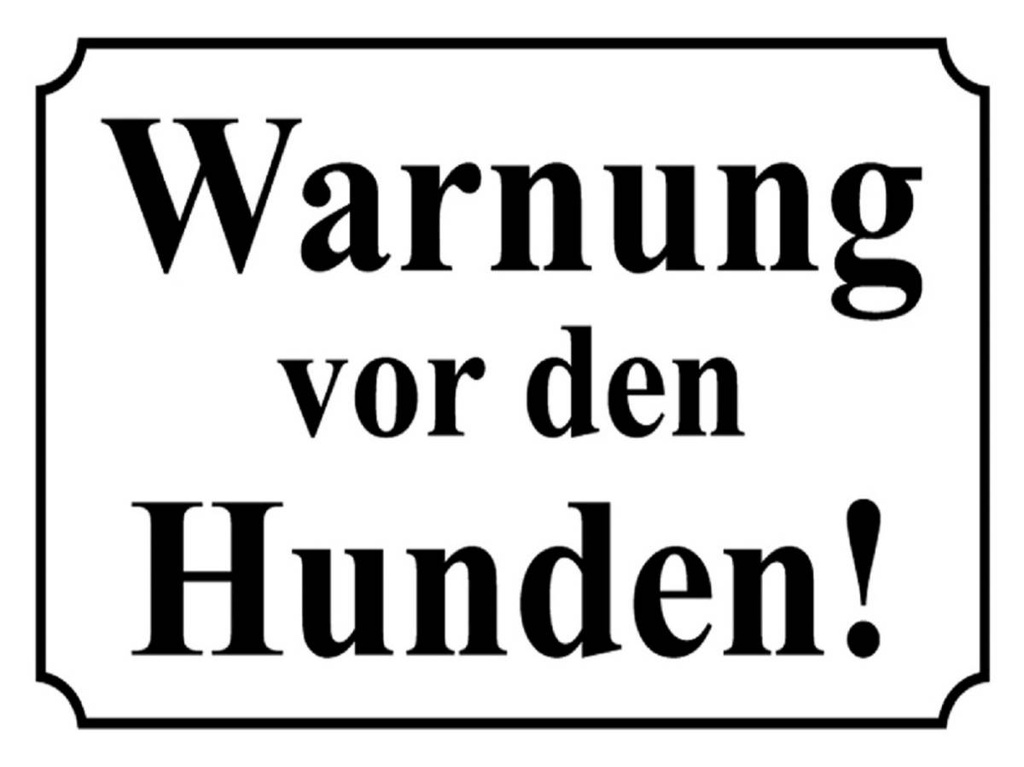 Holzschild 30x40 cm Warnung vor den Hunden (s/w)