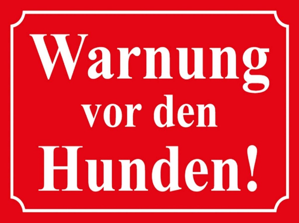 Holzschild 30x40 cm Warnung vor den Hunden (rot)