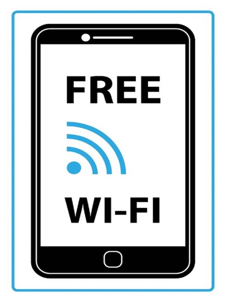 Holzschild 40x30 cm Free WI-FI (Handy)