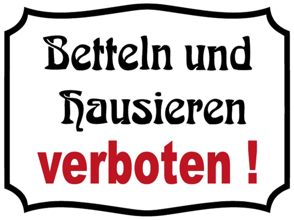 [LA-1789087-H] Holzschild 30x40 cm Bettel und Hausieren verboten
