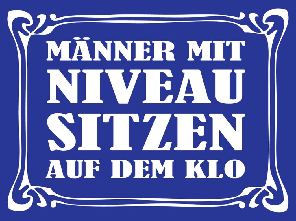 Holzschild 30x40 cm Männer mit Niveau sitzen auf Klo