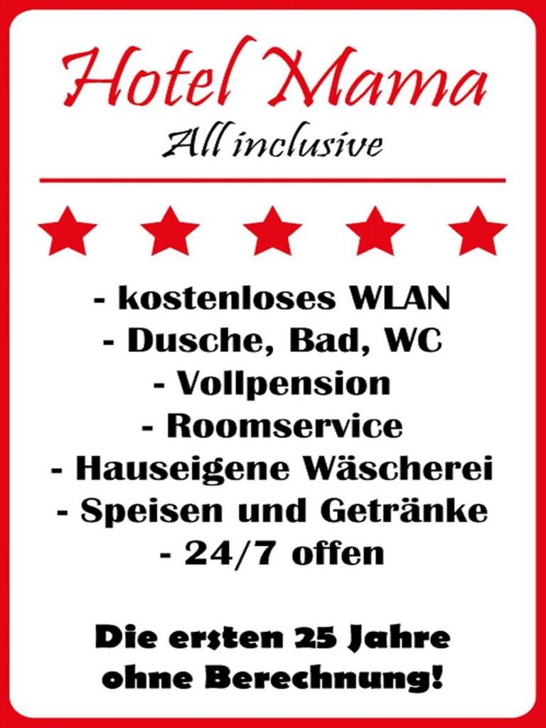 Holzschild 40x30 cm Hotel Mama weiß-rotes