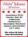 Holzschild 40x30 cm Hotel Mama weiß-rotes