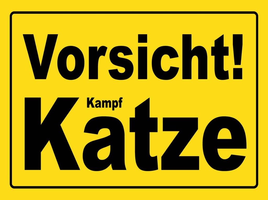 Holzschild 30x40 cm Vorsicht Kampf Katze