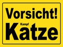 Holzschild 30x40 cm Vorsicht Kampf Katze
