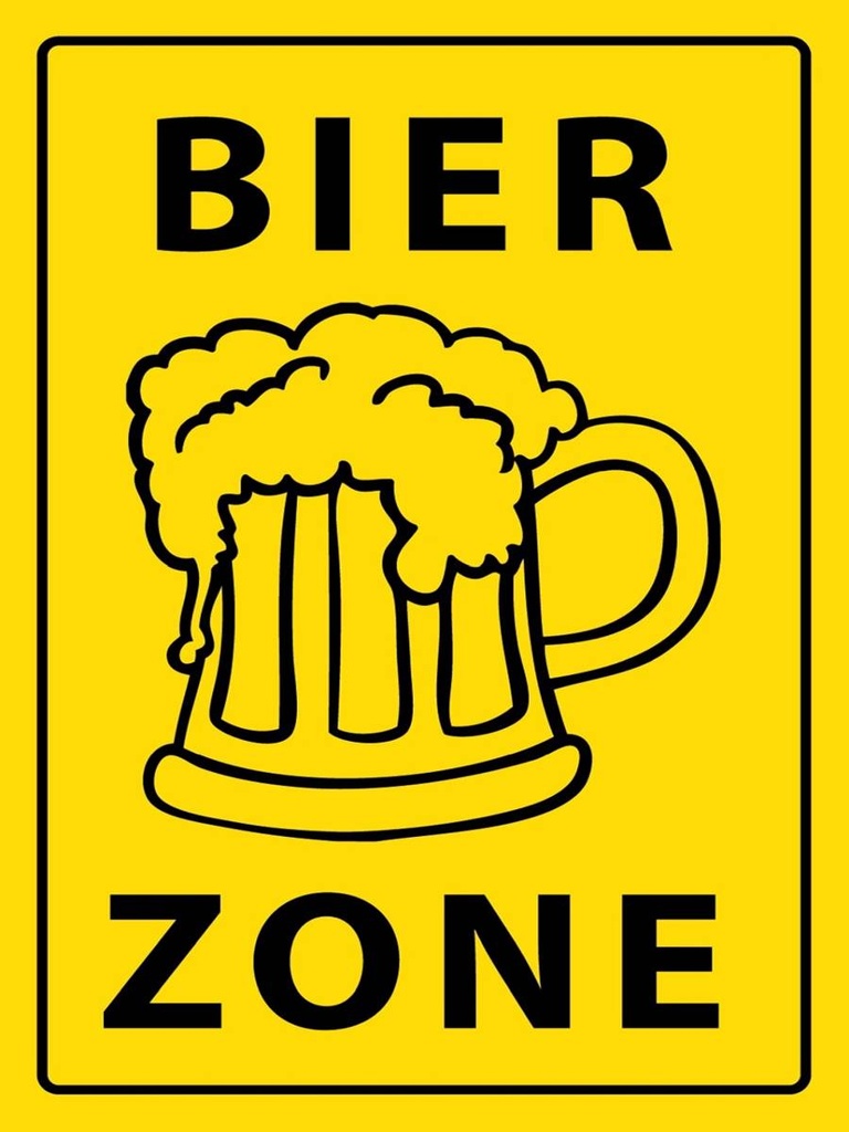 Holzschild 40x30 cm Bier Zone gelbes
