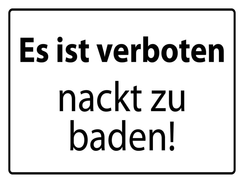 [LA-1789124-H] Holzschild 30x40 cm Verboten nackt zu baden