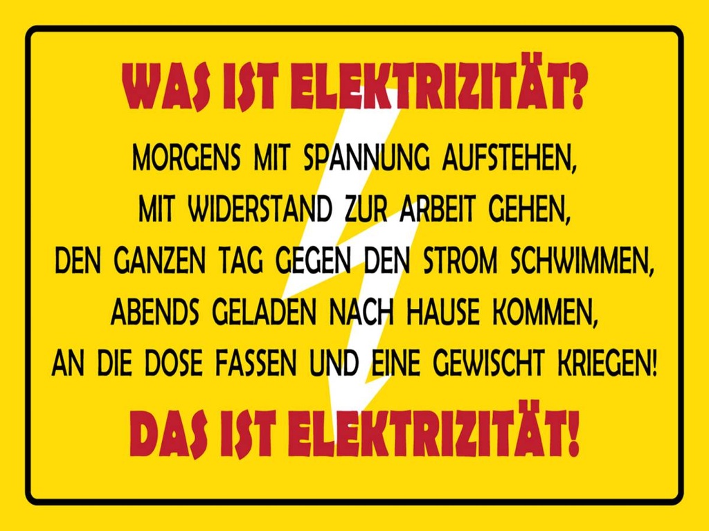 Holzschild 30x40 cm Was ist Elektrizität
