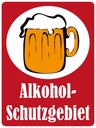 Holzschild 40x30 cm Alkohol Schutzgebiet (rot)