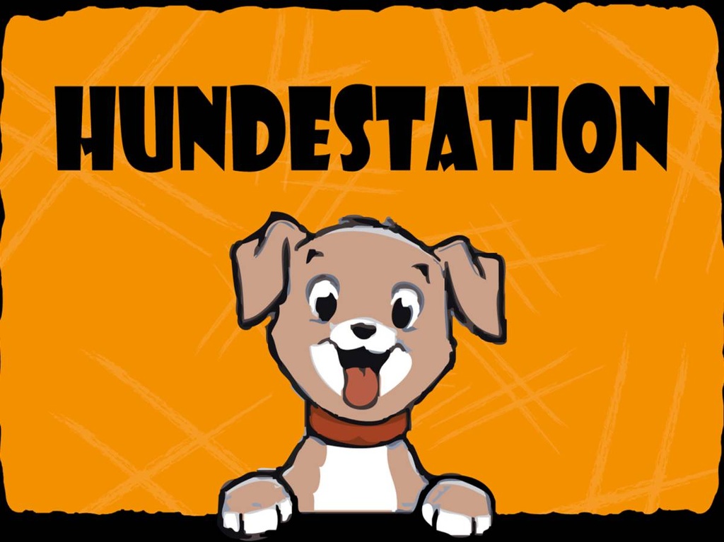 Holzschild 30x40 cm Hundestation (orange)