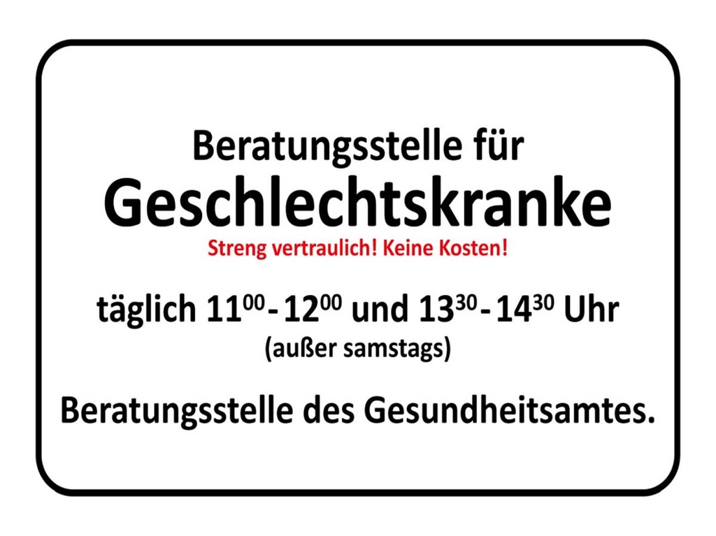 Holzschild 30x40 cm Beratungsstelle Geschlechtskranke