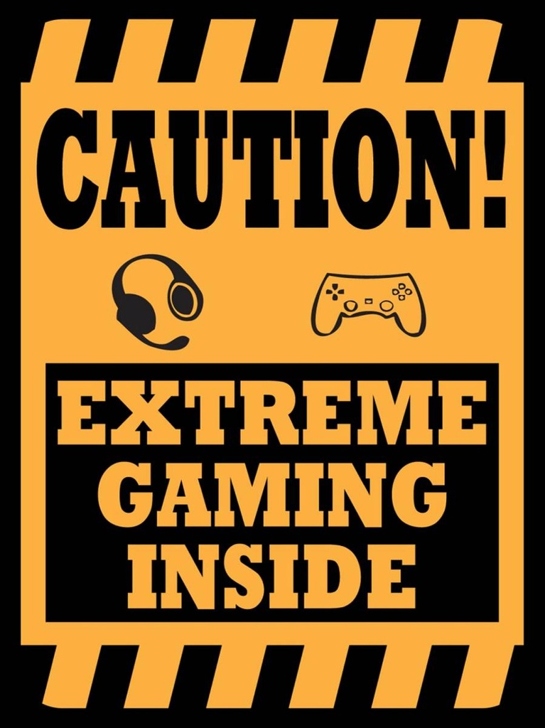 Holzschild 40x30 cm Coution extreme gaming inside