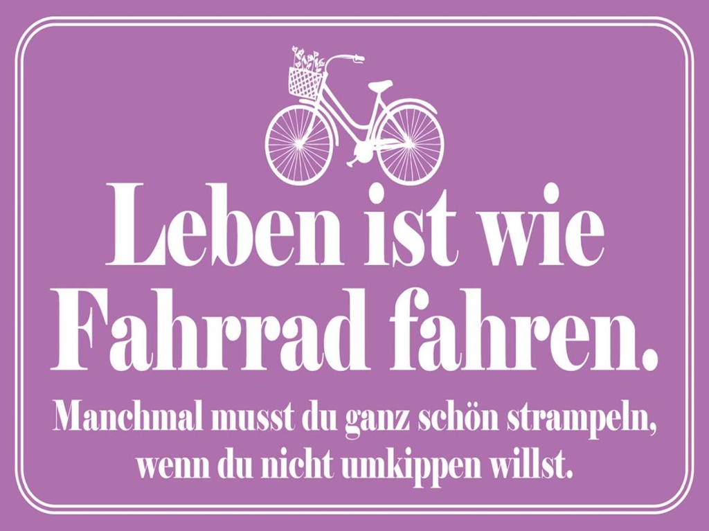 Holzschild 30x40 cm Leben ist wie Fahrrad fahren