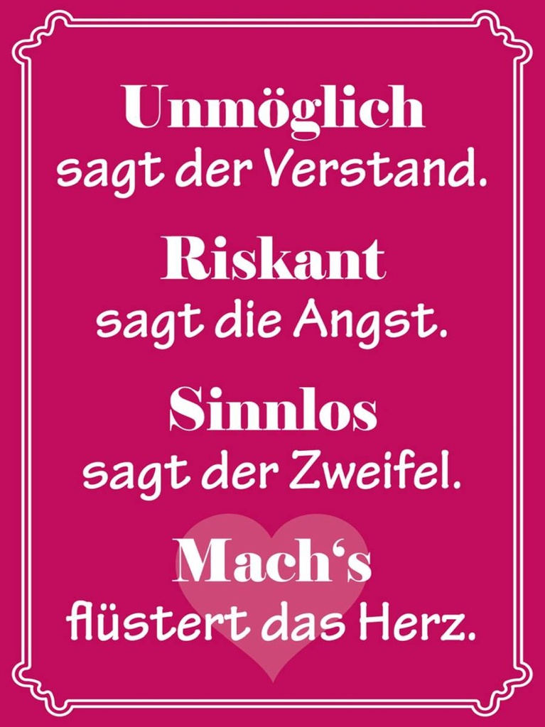 Holzschild 40x30 cm Unmöglich sagt der Verstand
