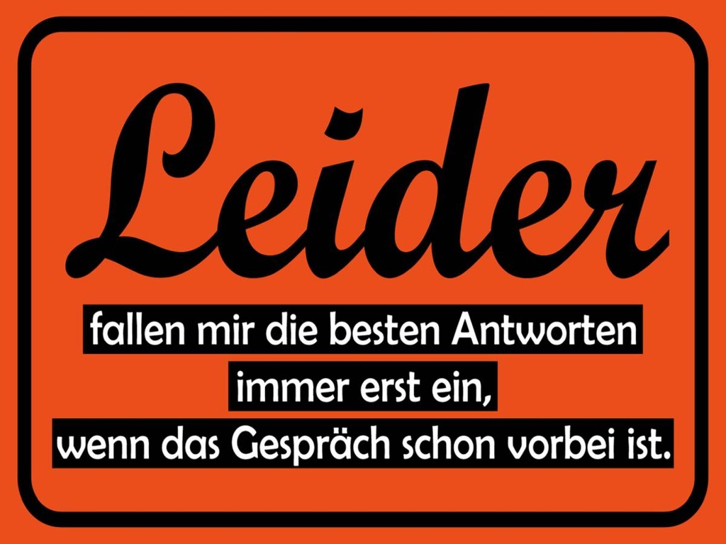 Holzschild 30x40 cm Leider fallen besten Antworten