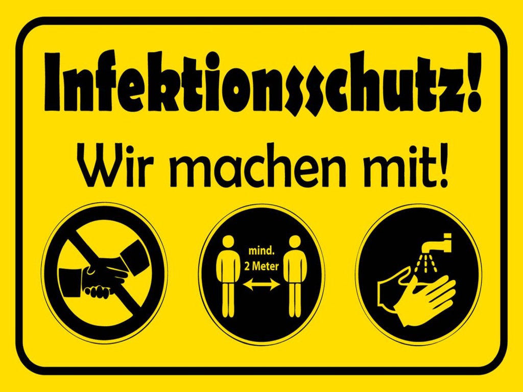 [LA-1789177-H] Holzschild 30x40 cm Infektionsschutz wir machen mit