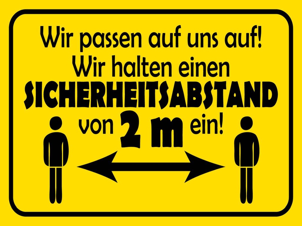 [LA-1789178-H] Holzschild 30x40 cm Sicherheitsabstand 2m
