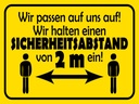 Holzschild 30x40 cm Sicherheitsabstand 2m