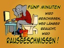 Holzschild 30x40 cm fünf Minuten wird geschissen Elefant