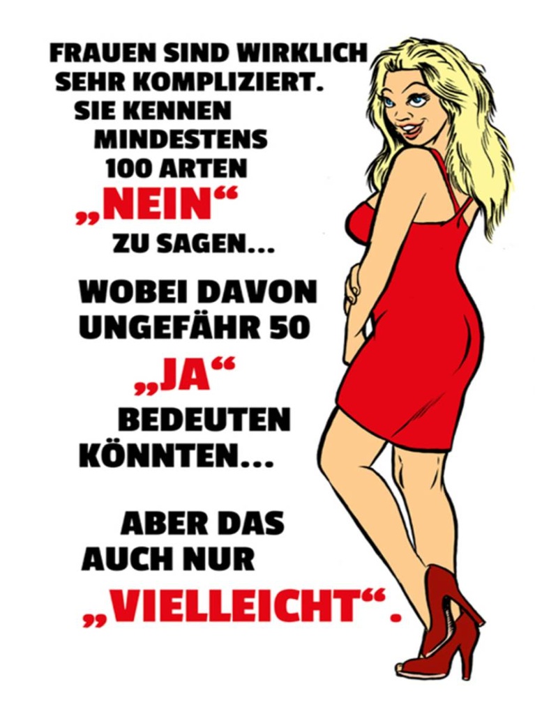 Holzschild 40x30 cm Frauen kennen 100 Arten Nein sagen