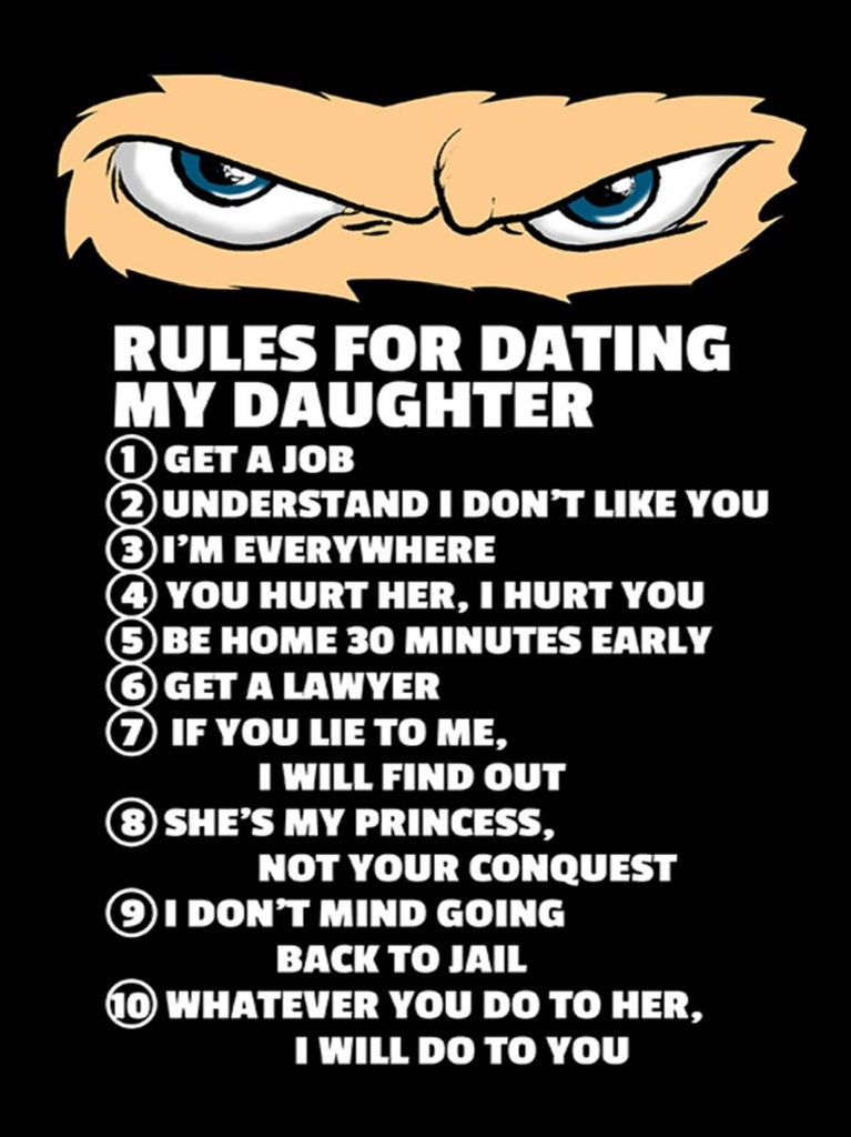 Holzschild 40x30 cm Rules for dating my daughter Ninja