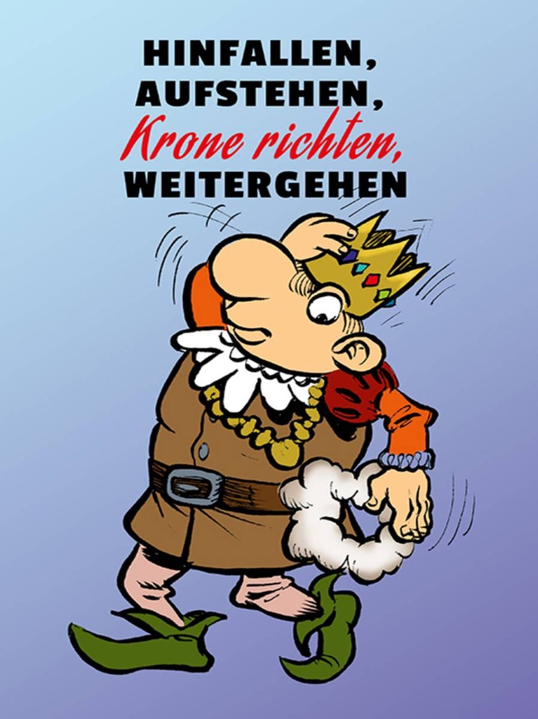 Holzschild 40x30 cm Hinfallen aufstehen Krone Richten