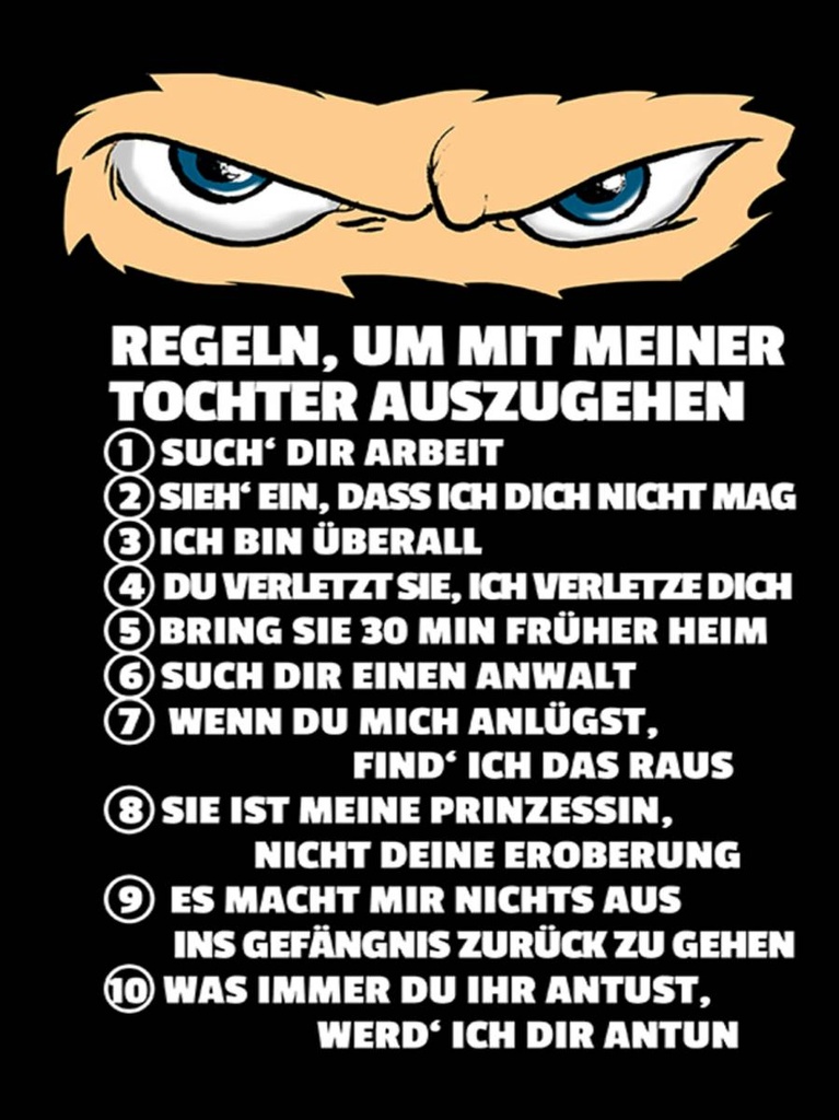 Holzschild 40x30 cm Regeln um mit Tochter auszugehen