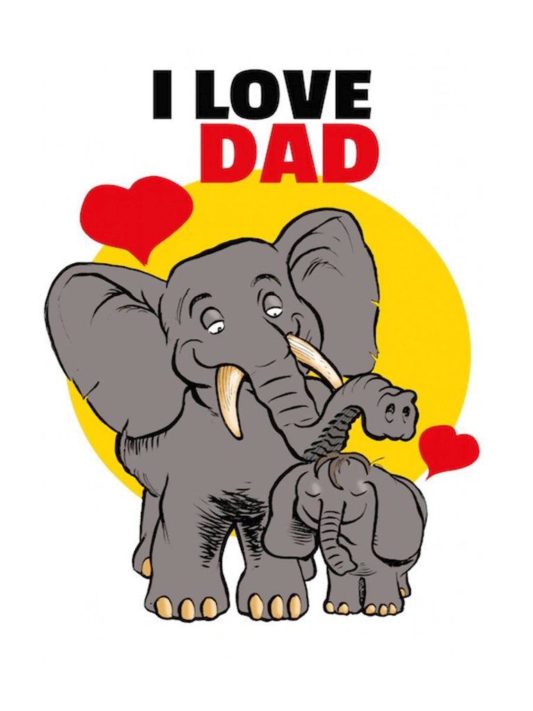 Holzschild 40x30 cm I love Dad (Elefanten)