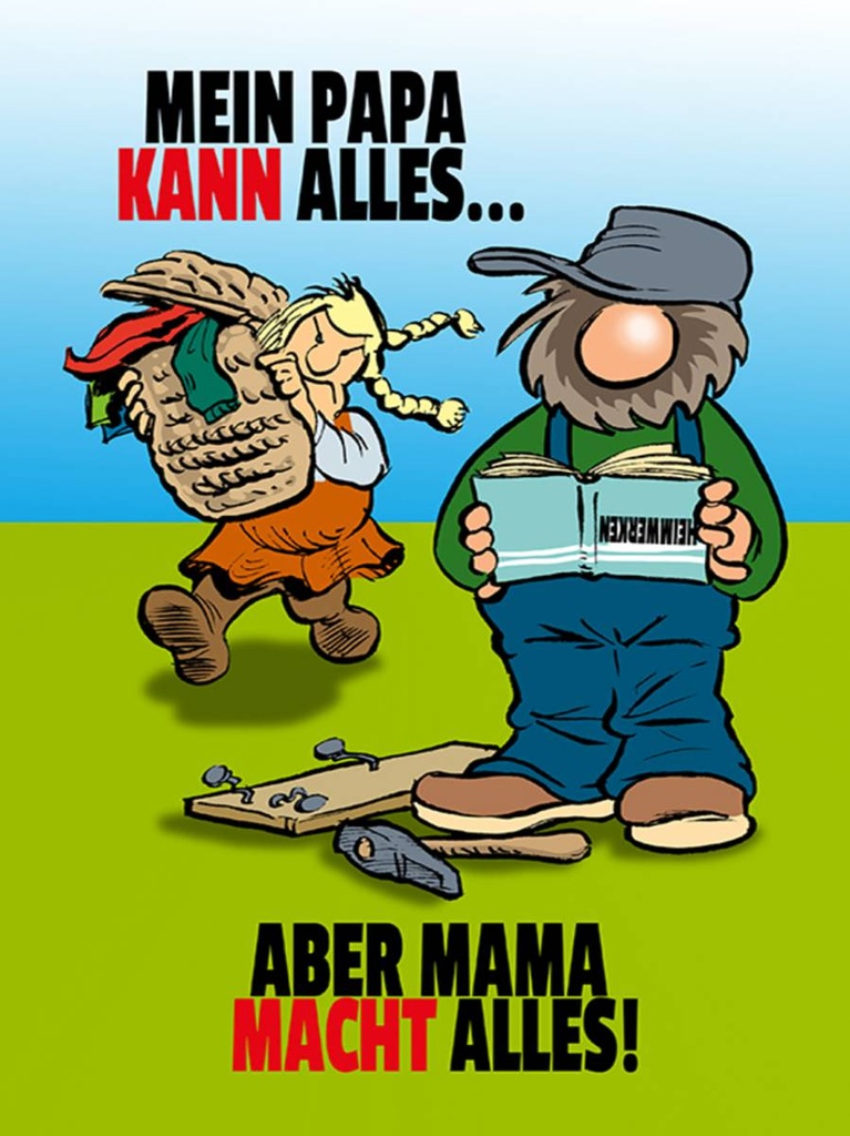 Holzschild 40x30 cm Papa kann alles aber Mama macht alles